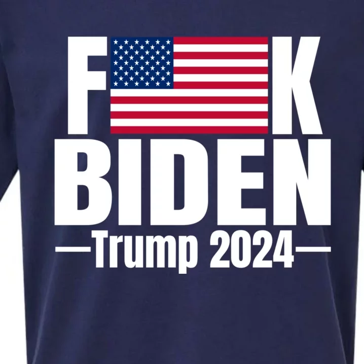 Fuck Biden American Flag Anti Biden Trump 2024 Sueded Cloud Jersey T-Shirt