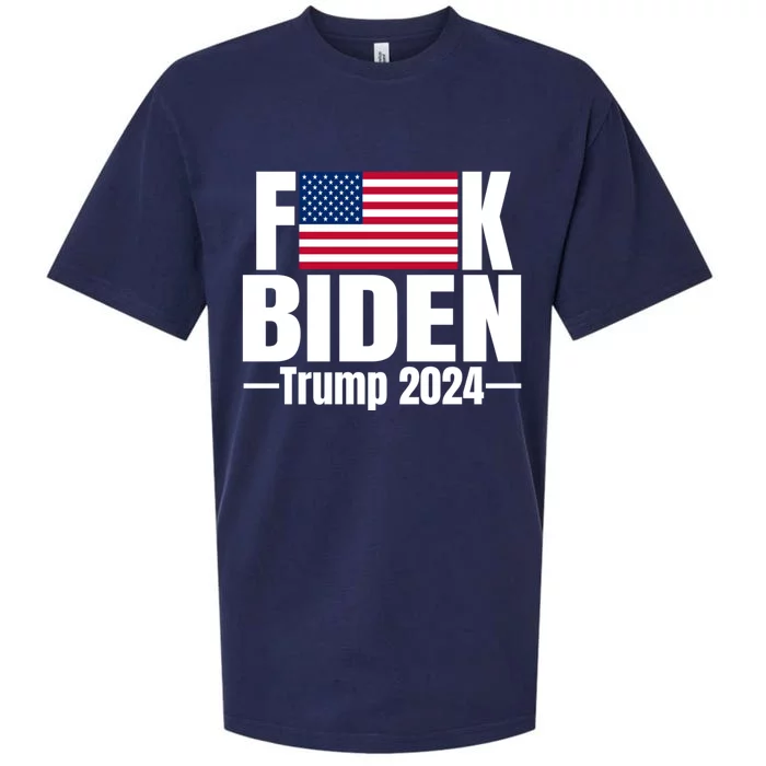 Fuck Biden American Flag Anti Biden Trump 2024 Sueded Cloud Jersey T-Shirt