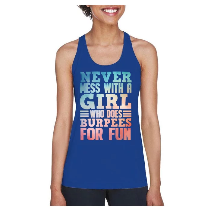 Funny Burpee Art Fitness Workout Gym Burpees Cute Gift Women's Racerback Tank