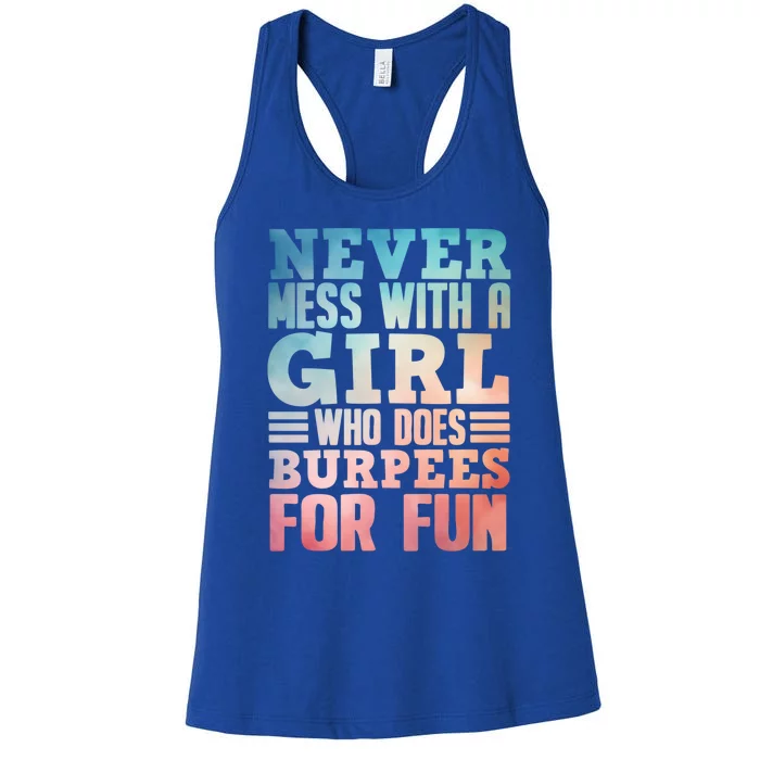 Funny Burpee Art Fitness Workout Gym Burpees Cute Gift Women's Racerback Tank