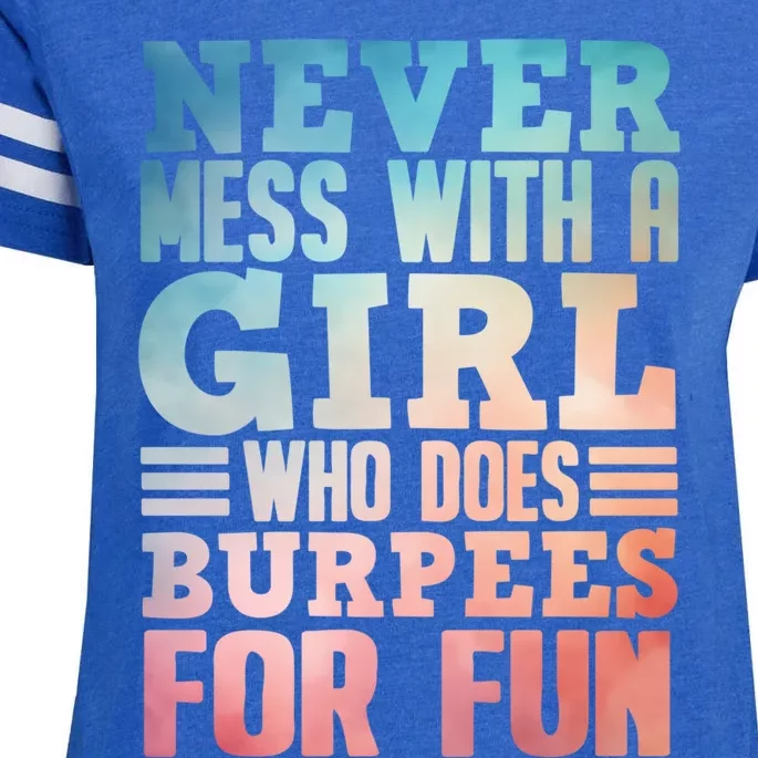 Funny Burpee Art Fitness Workout Gym Burpees Cute Gift Enza Ladies Jersey Football T-Shirt