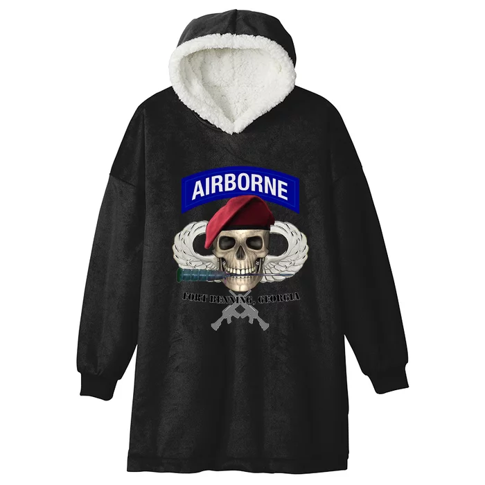 Fort Benning Army Base Airborne Training Columbus Hooded Wearable Blanket