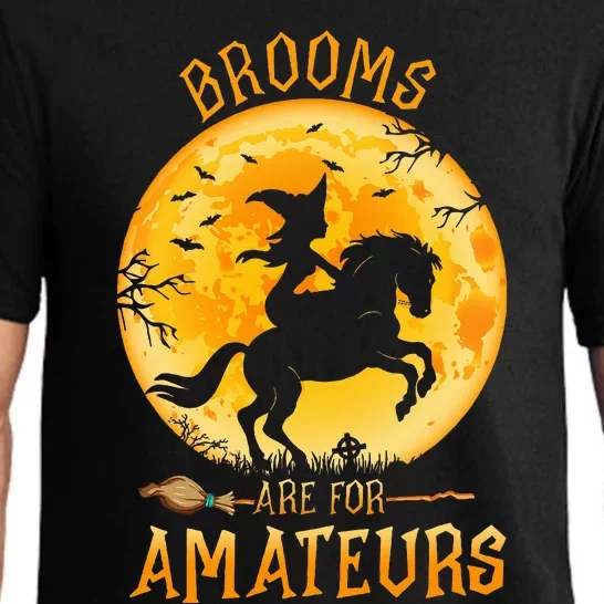 Funny Brooms Are For Amateurs Witch Riding Horse Halloween Pajama Set