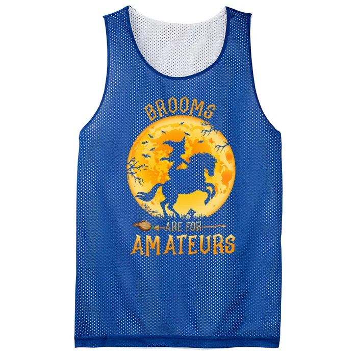 Funny Brooms Are For Amateurs Witch Riding Horse Halloween Mesh Reversible Basketball Jersey Tank