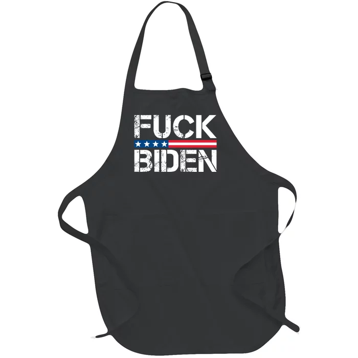 Fuck Biden American Flag Funny Anti Biden Fuck Joe Biden Full-Length Apron With Pocket