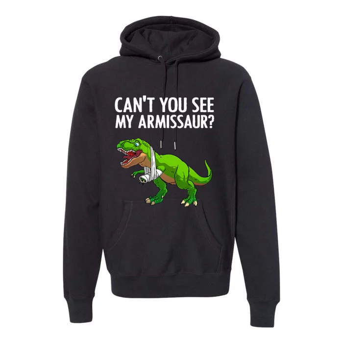 Funny Broken Arm For Hand Wrist Injury Dinosaur Premium Hoodie