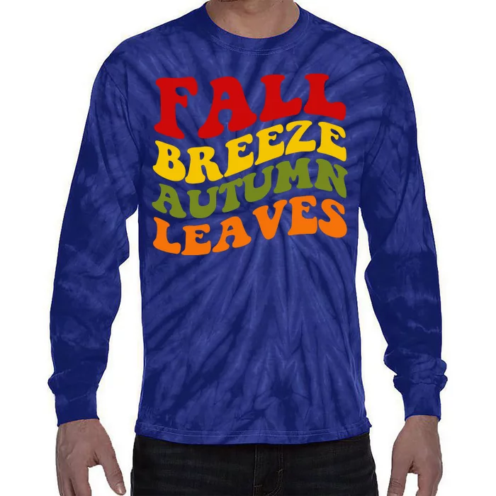 Fall Breeze Autumn Leaves Retro Tie-Dye Long Sleeve Shirt