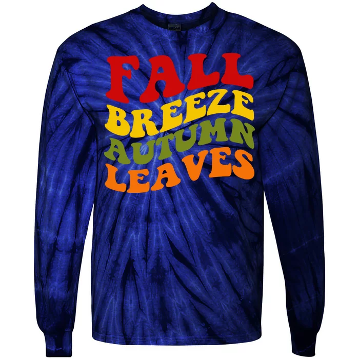 Fall Breeze Autumn Leaves Retro Tie-Dye Long Sleeve Shirt