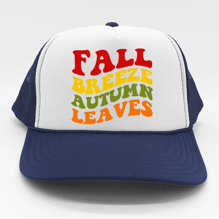 Fall Breeze Autumn Leaves Retro Trucker Hat