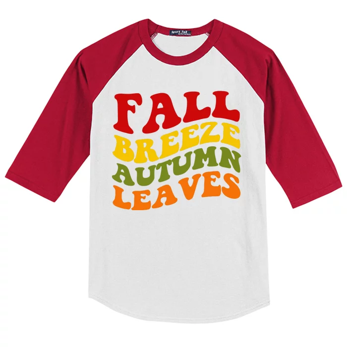 Fall Breeze Autumn Leaves Retro Kids Colorblock Raglan Jersey