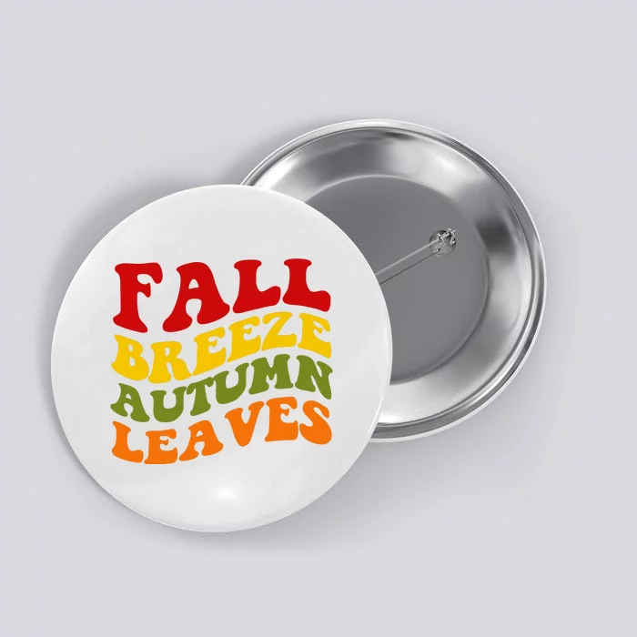 Fall Breeze Autumn Leaves Retro Button