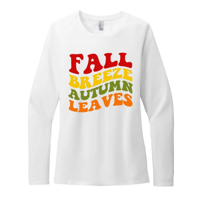 Fall Breeze Autumn Leaves Retro Womens CVC Long Sleeve Shirt