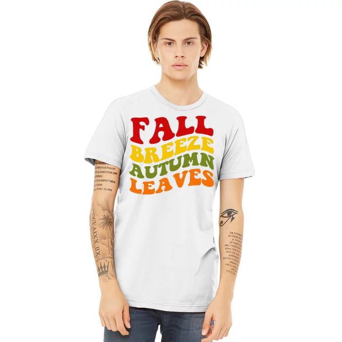 Fall Breeze Autumn Leaves Retro Premium T-Shirt