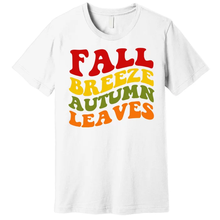 Fall Breeze Autumn Leaves Retro Premium T-Shirt