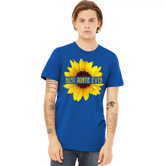 Funny Best Auntie Ever Sunflower Fun Aunt Gift Premium T-Shirt