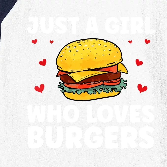 Funny Burger Art For Girl Women Hamburger Cheeseburger Lover Baseball Sleeve Shirt