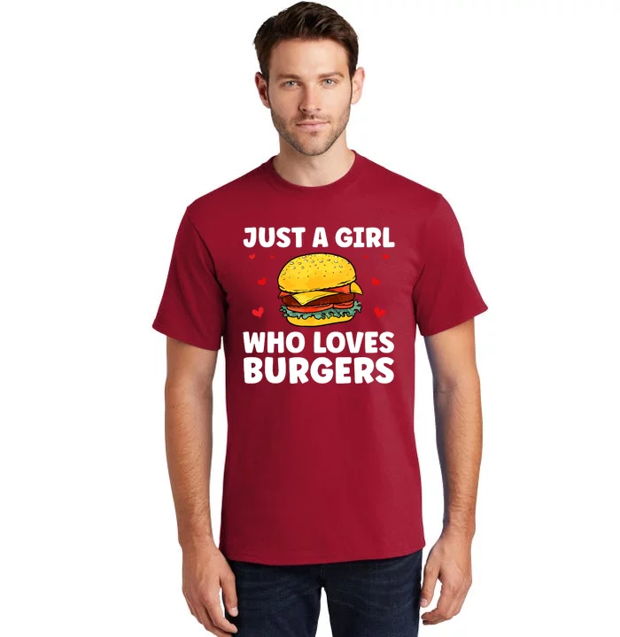 Funny Burger Art For Girl Women Hamburger Cheeseburger Lover Tall T-Shirt