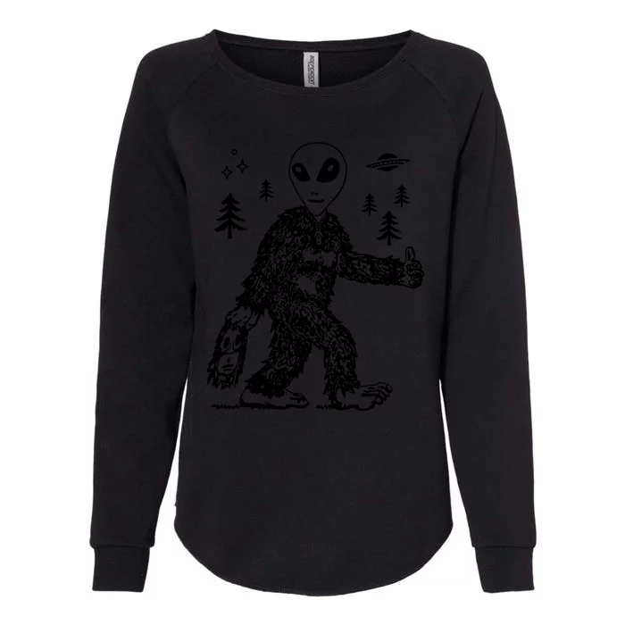 Funny Bigfoot Alien UFO Sasquatch Men Women Gifts Womens California Wash Sweatshirt