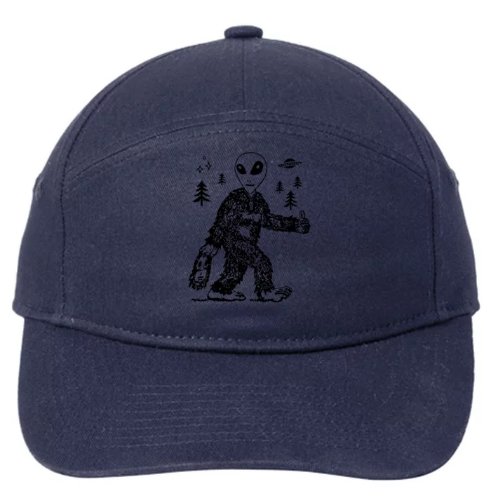 Funny Bigfoot Alien UFO Sasquatch Men Women Gifts 7-Panel Snapback Hat