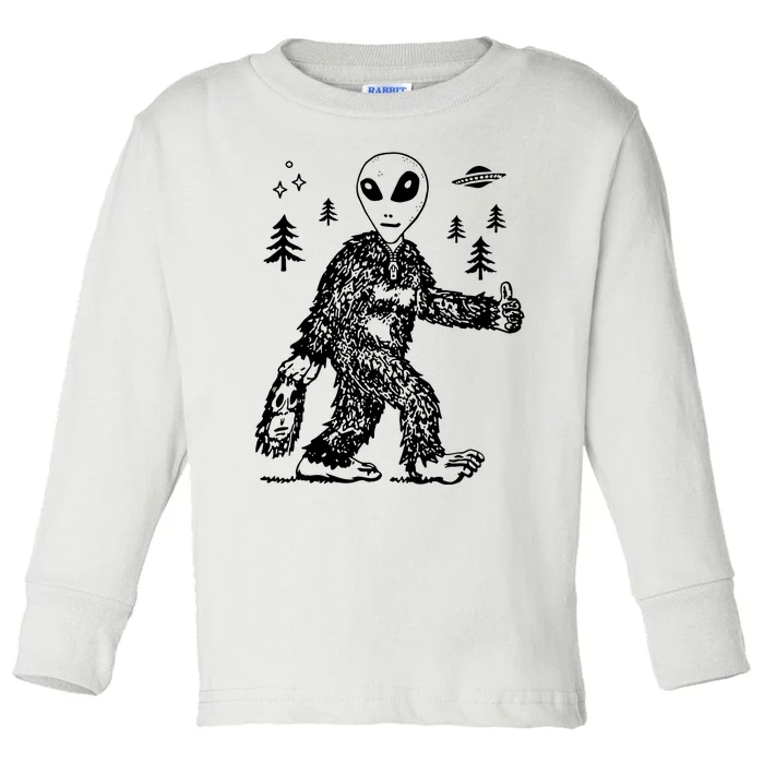 Funny Bigfoot Alien UFO Sasquatch Men Women Gifts Toddler Long Sleeve Shirt