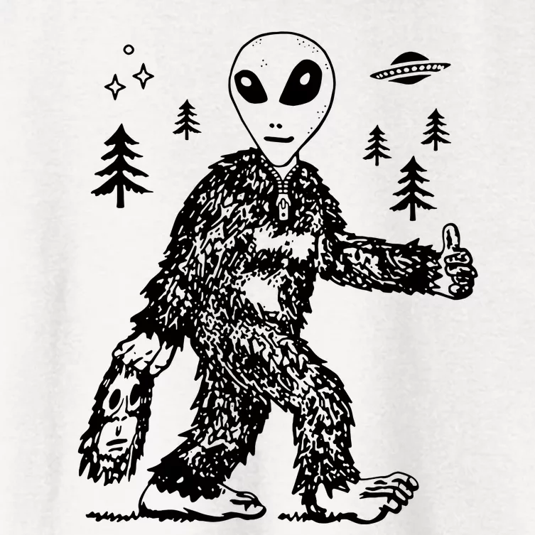 Funny Bigfoot Alien UFO Sasquatch Men Women Gifts Women's Crop Top Tee