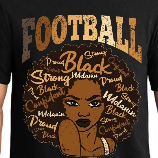 Football Black Afro Woman Black History Month BLM Melanin Pajama Set