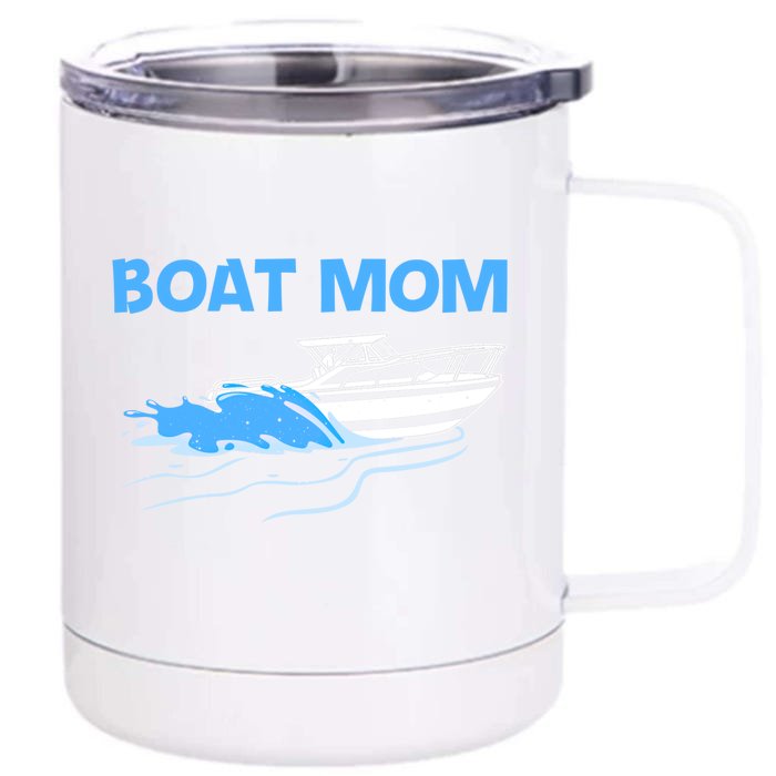 Funny Boating Art For Mom Mother Boat Captain Boater Pontoon Gift Front & Back 12oz Stainless Steel Tumbler Cup