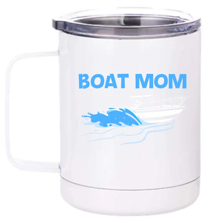 Funny Boating Art For Mom Mother Boat Captain Boater Pontoon Gift Front & Back 12oz Stainless Steel Tumbler Cup