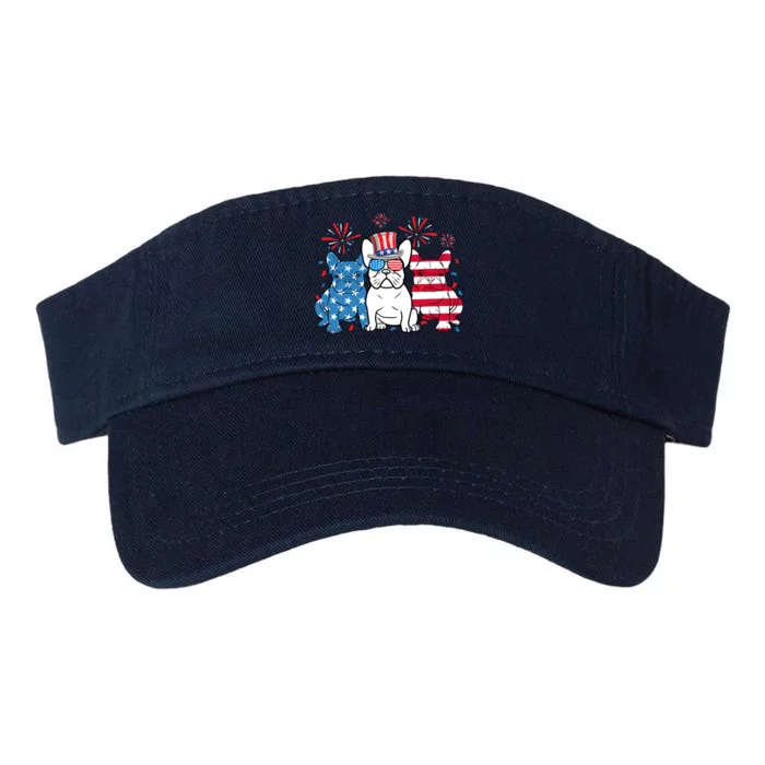 French Bulldog American Flag Fireworks 4th Of July Dog Lover Valucap Bio-Washed Visor