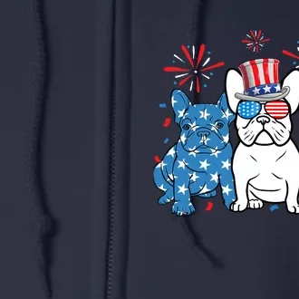 French Bulldog American Flag Fireworks 4th Of July Dog Lover Full Zip Hoodie