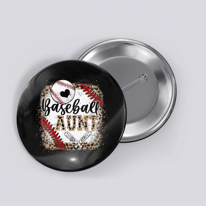 Funny Baseball Auntie Vintage Leopard Baseball Pride Gift Button