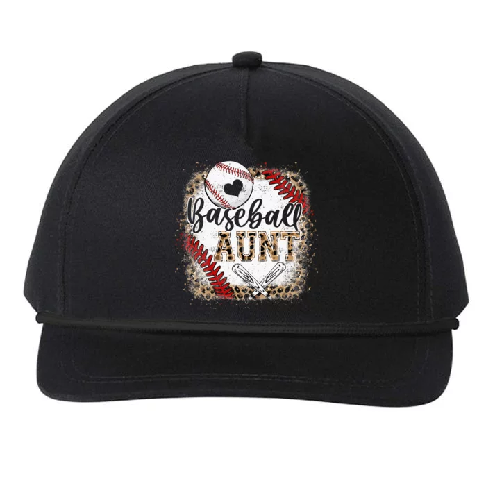 Funny Baseball Auntie Vintage Leopard Baseball Pride Gift Snapback Five-Panel Rope Hat