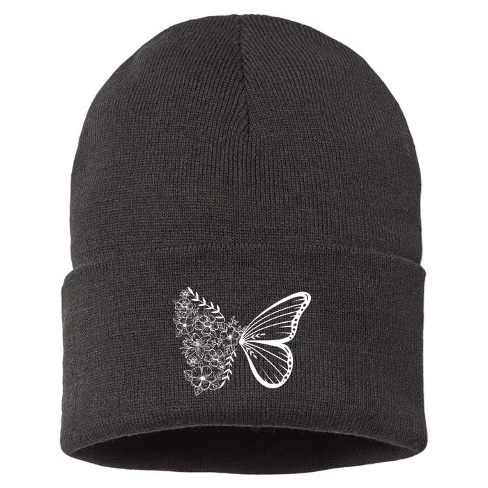 Floral Butterfly Animal Lover Sustainable Knit Beanie