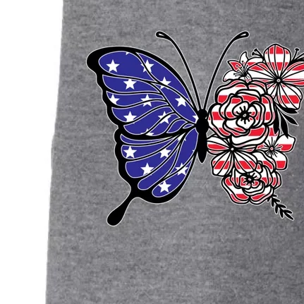 Floral Butterfly American Flag 4th Of July Meaningful Gift Doggie 3-End Fleece Hoodie