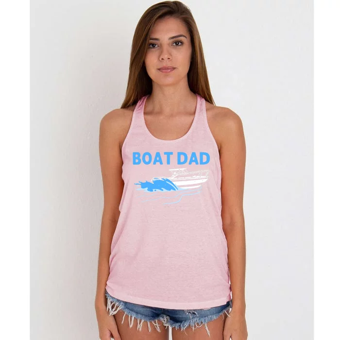 Funny Boating Art For Dad Father Boat Captain Boater Pontoon Cute Gift Women's Knotted Racerback Tank