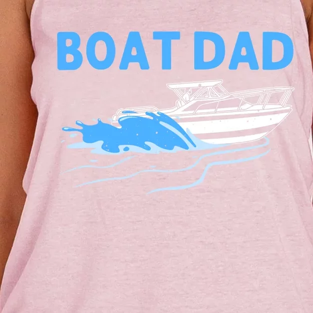 Funny Boating Art For Dad Father Boat Captain Boater Pontoon Cute Gift Women's Knotted Racerback Tank