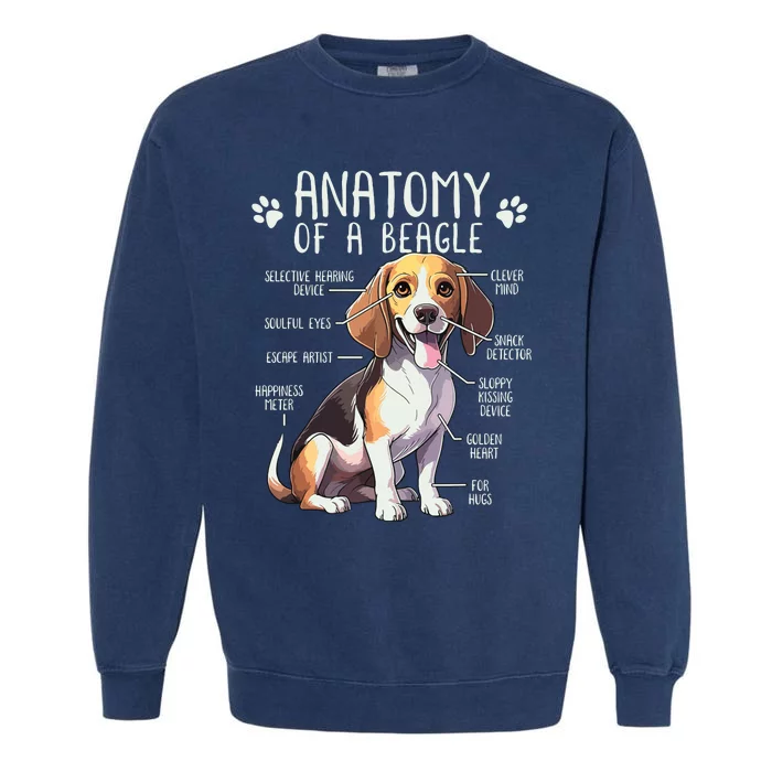 Funny Beagle Anatomy Of A Beagle Dog Owner Cute Pet Lover Garment-Dyed Sweatshirt