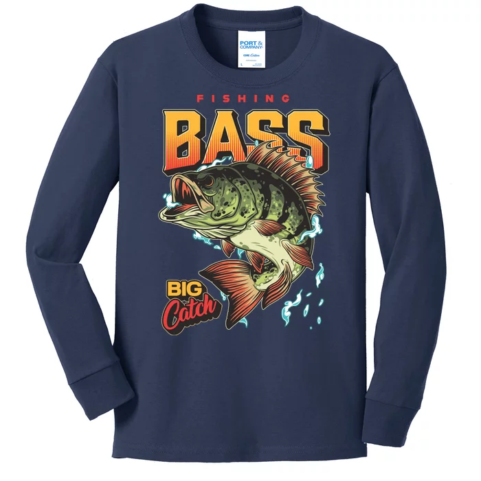 Fishing Bass Bitch Catch Kids Long Sleeve Shirt