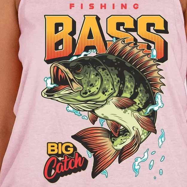 Fishing Bass Bitch Catch Women's Knotted Racerback Tank