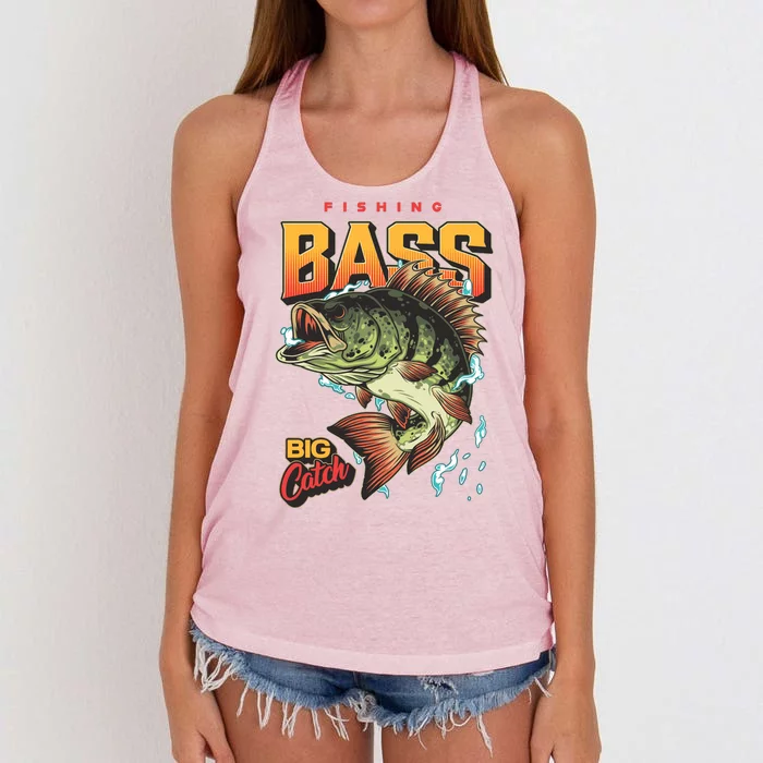 Fishing Bass Bitch Catch Women's Knotted Racerback Tank