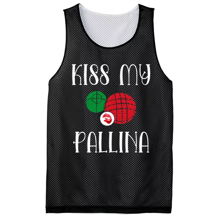 Funny Bocce Ball Kiss My Pallina Lawn Bowilng Mesh Reversible Basketball Jersey Tank