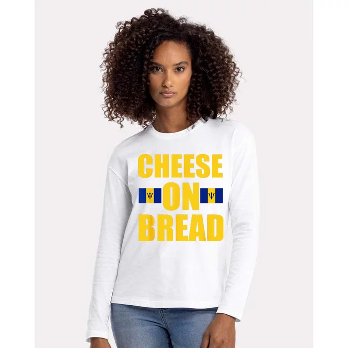 Flagcastle Barbados Barbadian Flag Cheese On Bread Funny Womens Cotton Relaxed Long Sleeve T-Shirt