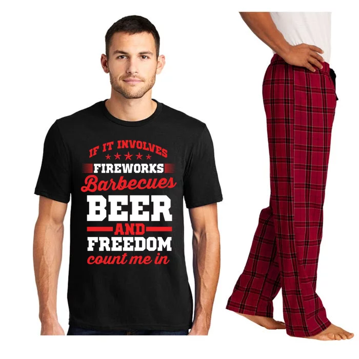 Fireworks Barbecues Beer And Freedom Funny 4th Of July Gift Pajama Set