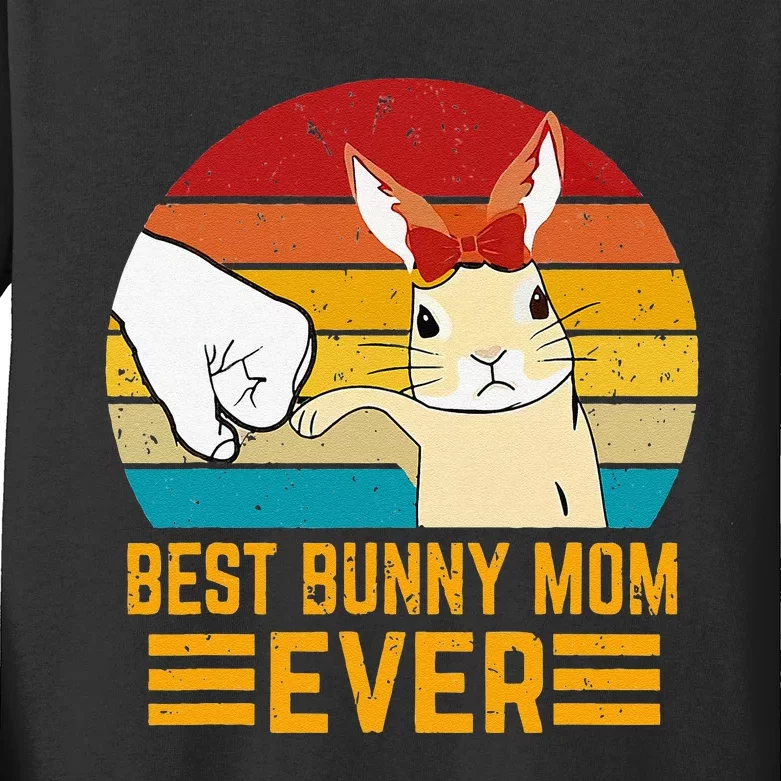 Funny Best Bunny Mom Ever Rabbit Bunny Gift Kids Long Sleeve Shirt