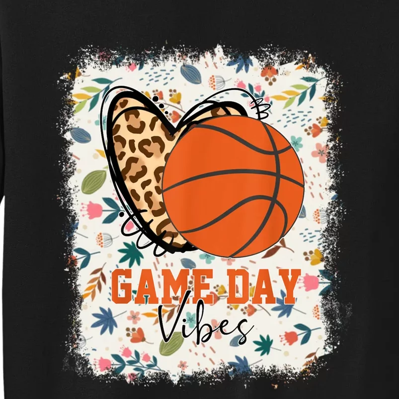 Floral Bleached Basketball Game Day Vibes Basketball Mom Sweatshirt