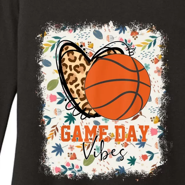 Floral Bleached Basketball Game Day Vibes Basketball Mom Womens CVC Long Sleeve Shirt