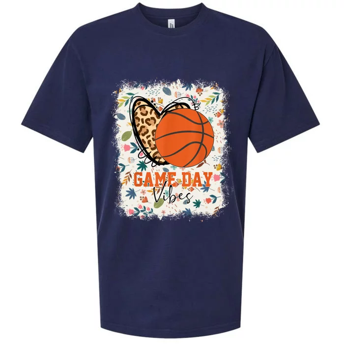 Floral Bleached Basketball Game Day Vibes Basketball Mom Sueded Cloud Jersey T-Shirt