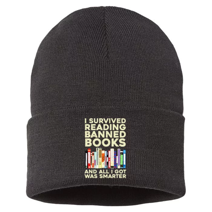 Funny Banned Books Art For  Cool Read Banned Books Sustainable Knit Beanie