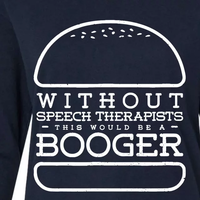 Funny Booger Burger Speech Therapy For Speech Therapist Womens Cotton Relaxed Long Sleeve T-Shirt