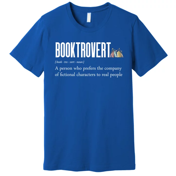 Funny Booktrovert Book Lover Bookish Reading Library Gift Premium T-Shirt